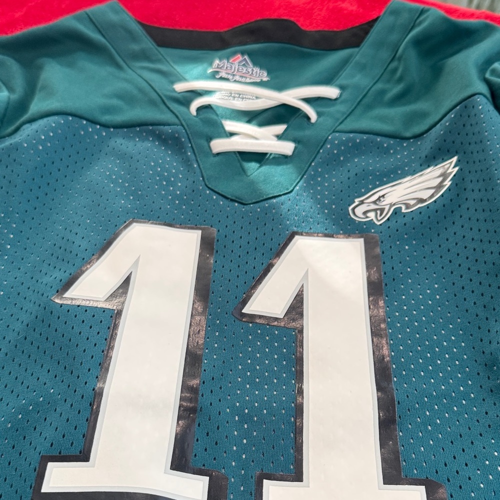 Majestic Teal Philadelphia Eagles #11 Lace-Up Football Jersey